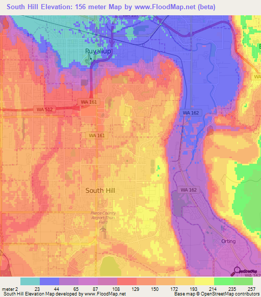 South Hill,US Elevation Map