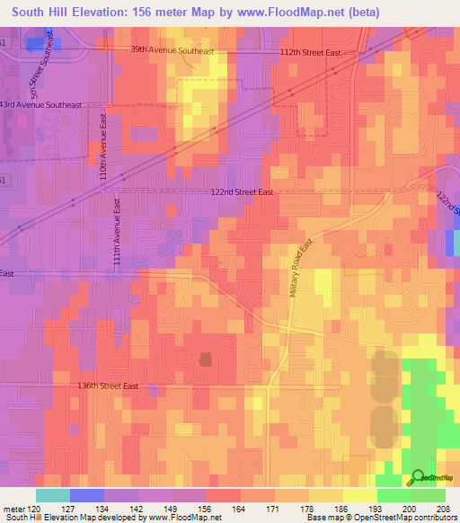 South Hill,US Elevation Map