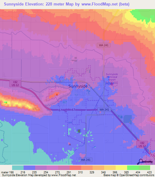 Sunnyside,US Elevation Map