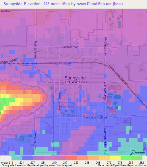 Sunnyside,US Elevation Map