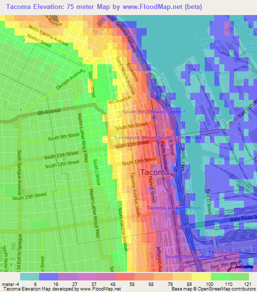 Tacoma,US Elevation Map