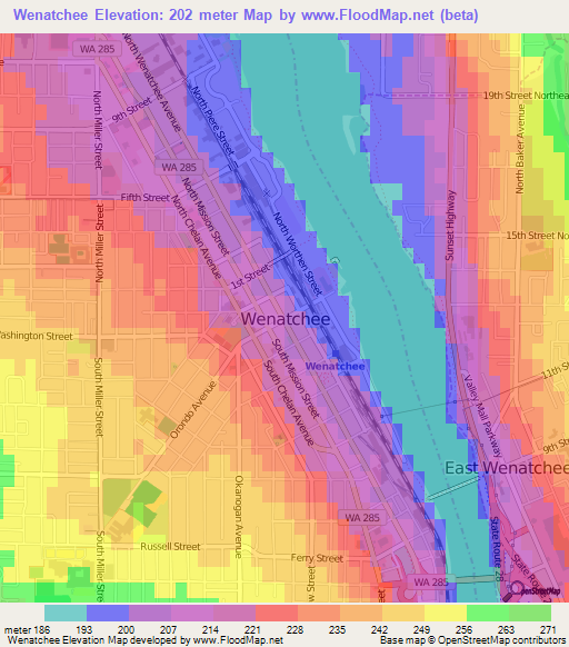 Wenatchee,US Elevation Map