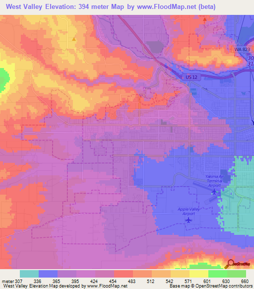 West Valley,US Elevation Map