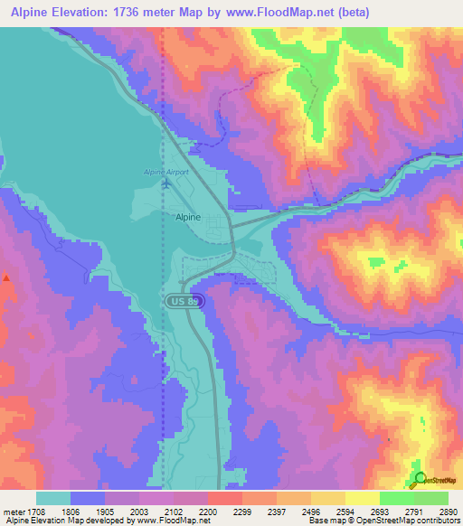 Alpine,US Elevation Map