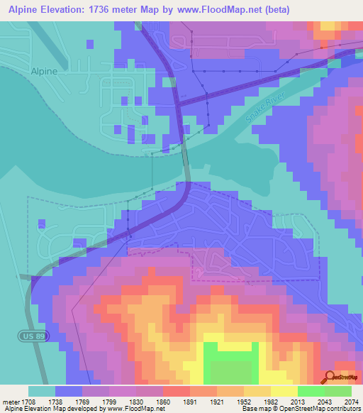 Alpine,US Elevation Map