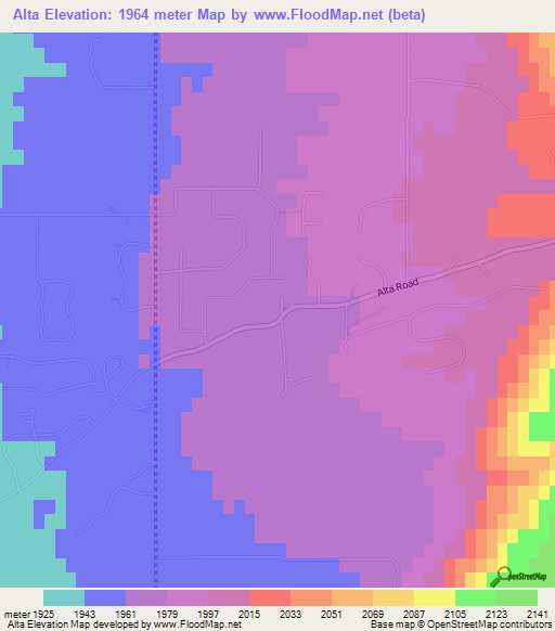 Alta,US Elevation Map