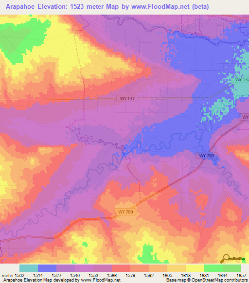 Arapahoe,US Elevation Map