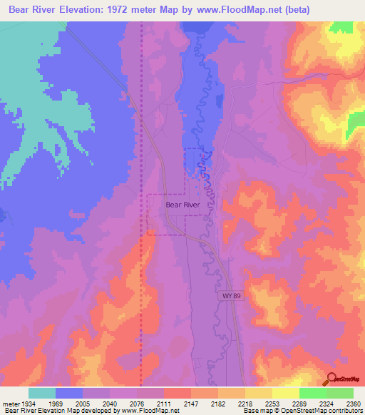 Bear River,US Elevation Map