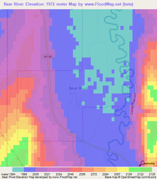 Bear River,US Elevation Map