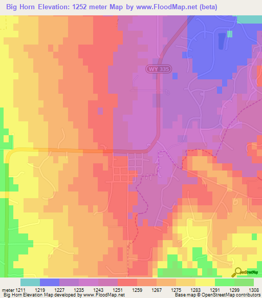 Big Horn,US Elevation Map