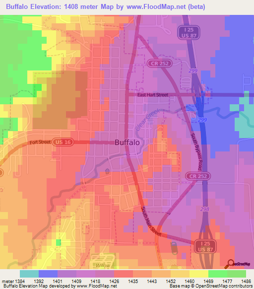 Buffalo,US Elevation Map