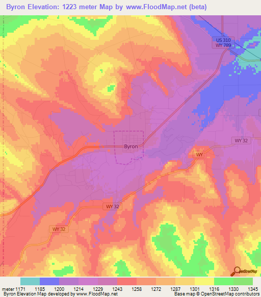 Byron,US Elevation Map