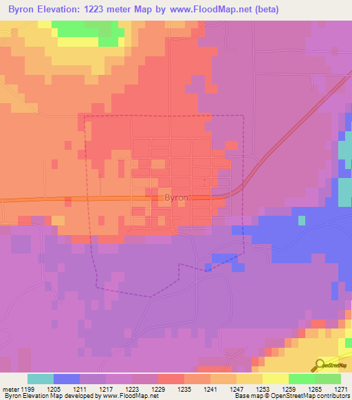 Byron,US Elevation Map