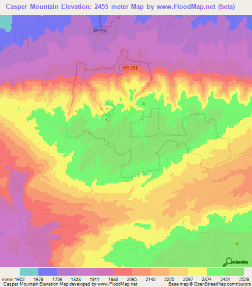 Casper Mountain,US Elevation Map