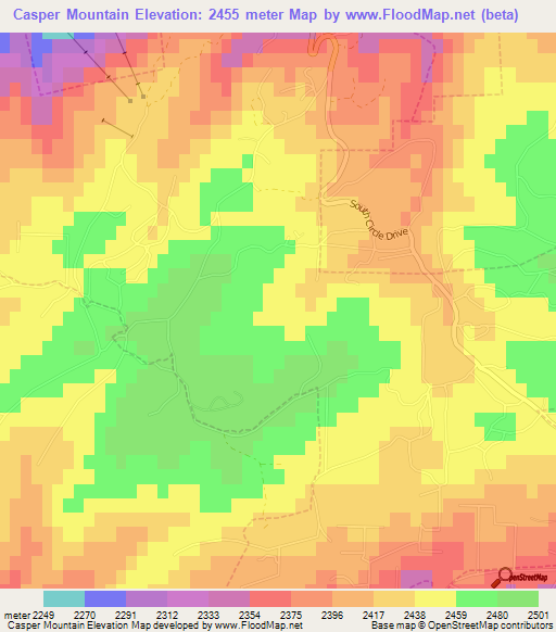 Casper Mountain,US Elevation Map