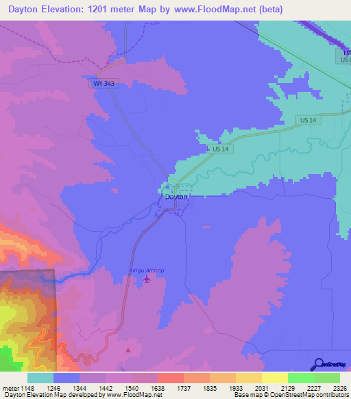 Dayton,US Elevation Map