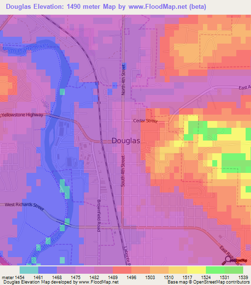 Douglas,US Elevation Map