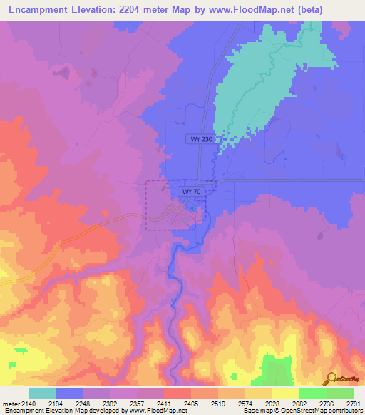 Encampment,US Elevation Map