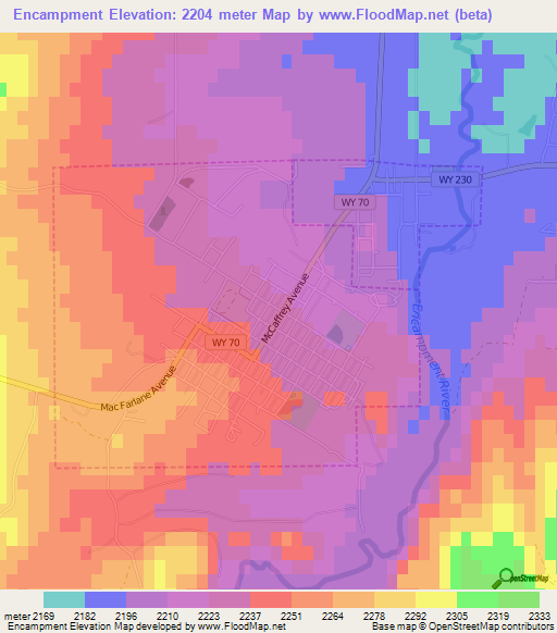 Encampment,US Elevation Map