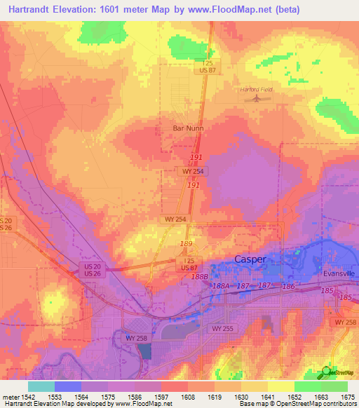 Hartrandt,US Elevation Map