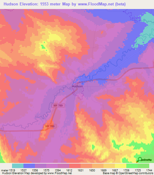 Hudson,US Elevation Map