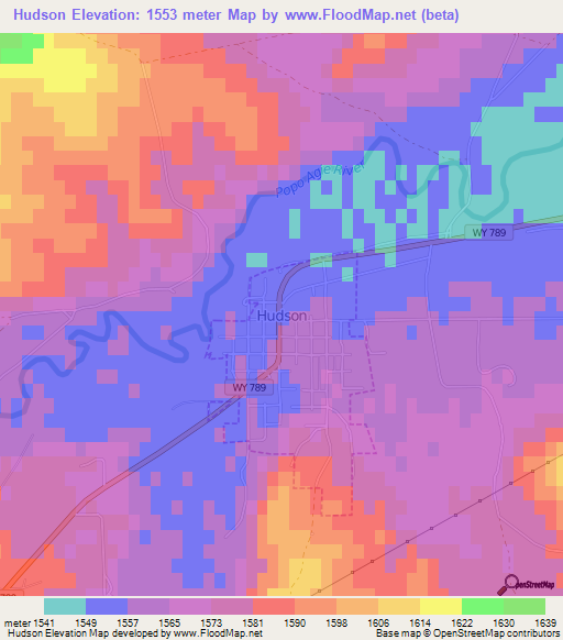 Hudson,US Elevation Map