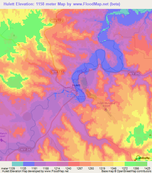 Hulett,US Elevation Map