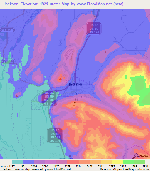 Jackson,US Elevation Map