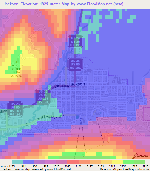 Jackson,US Elevation Map