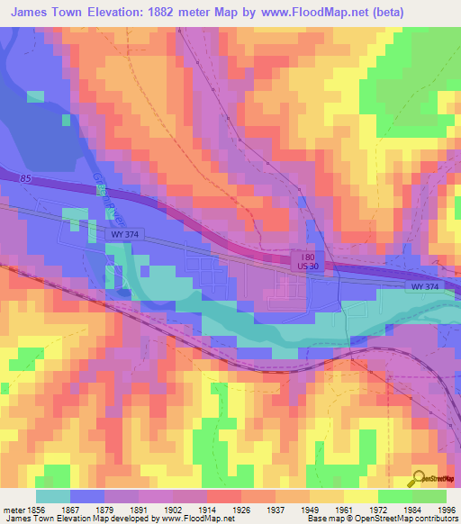 James Town,US Elevation Map