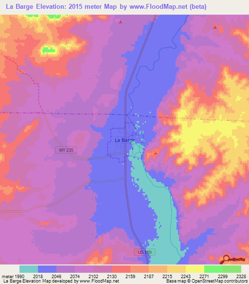 La Barge,US Elevation Map