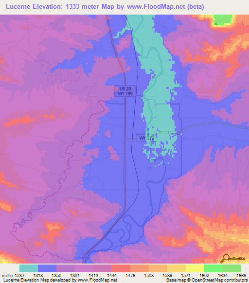 Lucerne,US Elevation Map