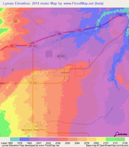 Lyman,US Elevation Map