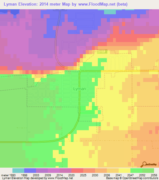 Lyman,US Elevation Map