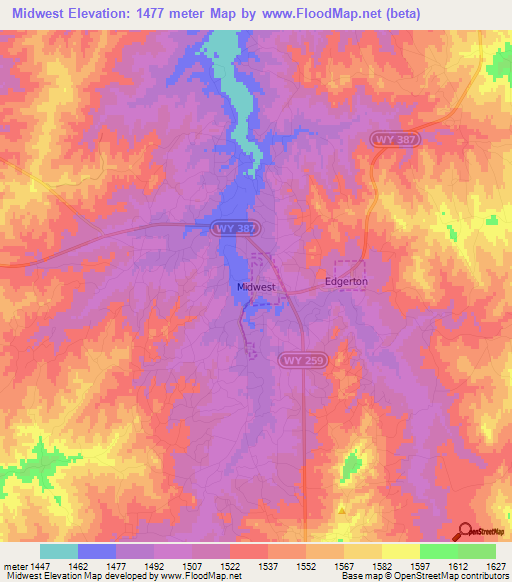 Midwest,US Elevation Map