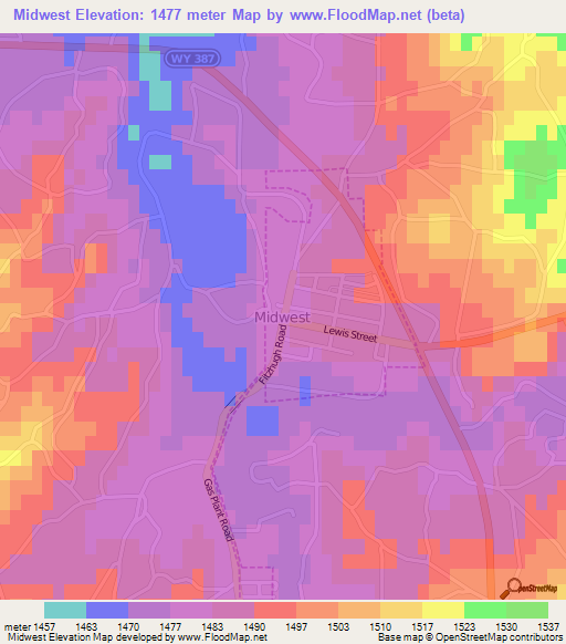 Midwest,US Elevation Map