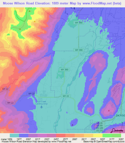 Moose Wilson Road,US Elevation Map