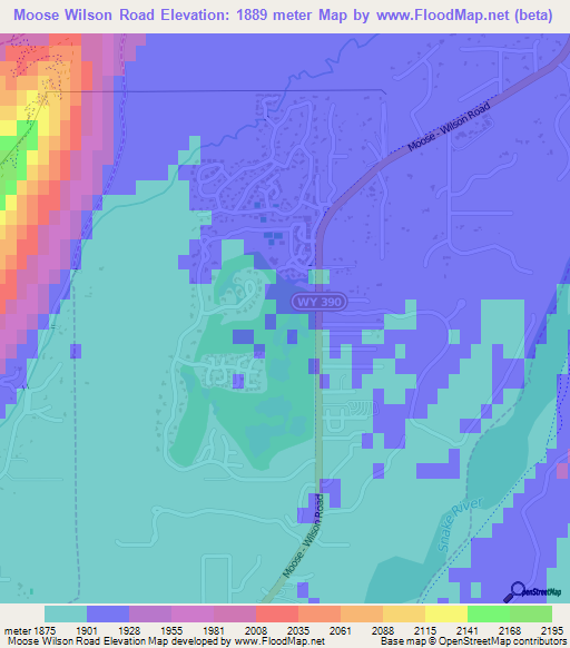 Moose Wilson Road,US Elevation Map