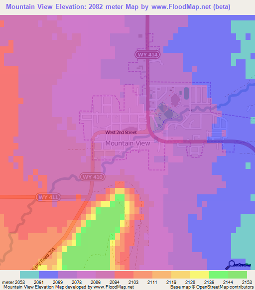 Mountain View,US Elevation Map