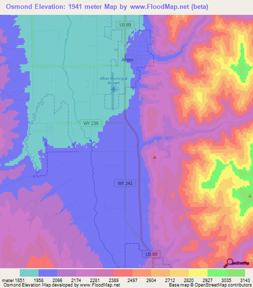 Osmond,US Elevation Map