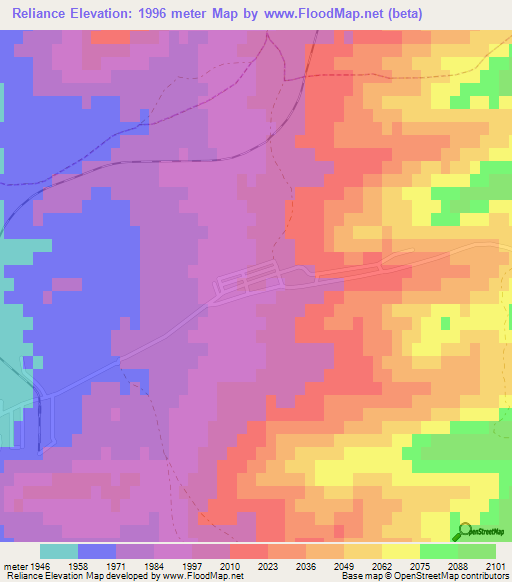 Reliance,US Elevation Map