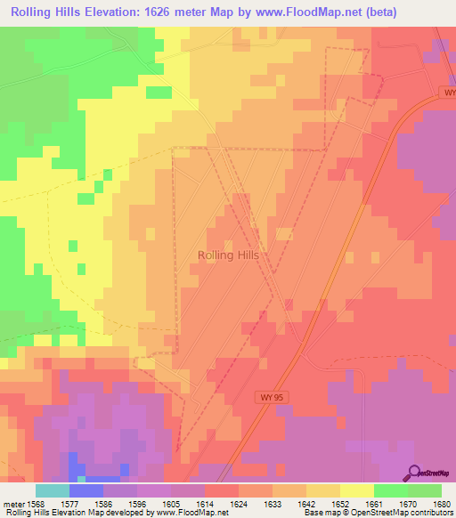 Rolling Hills,US Elevation Map