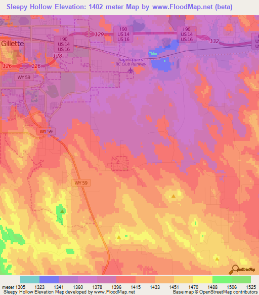 Sleepy Hollow,US Elevation Map