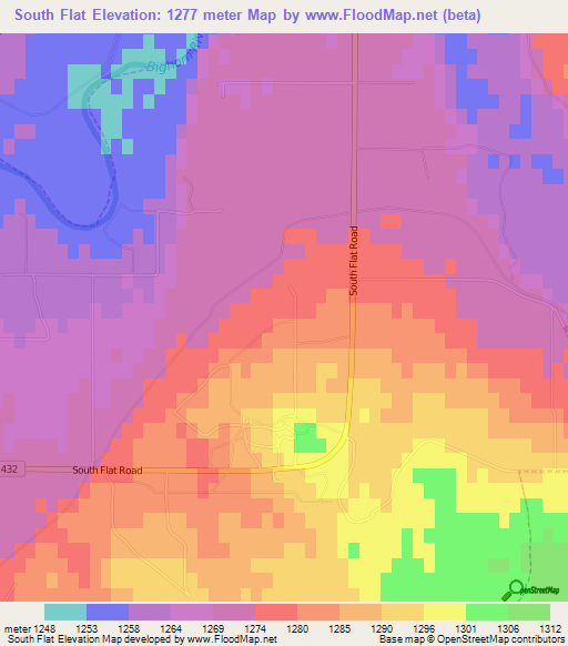 South Flat,US Elevation Map