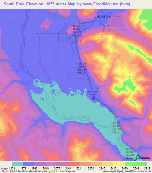 South Park,US Elevation Map