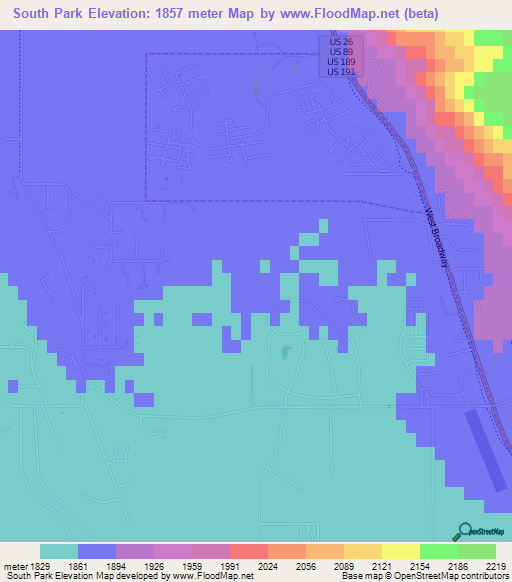 South Park,US Elevation Map