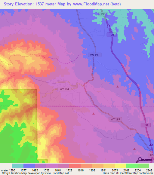 Story,US Elevation Map