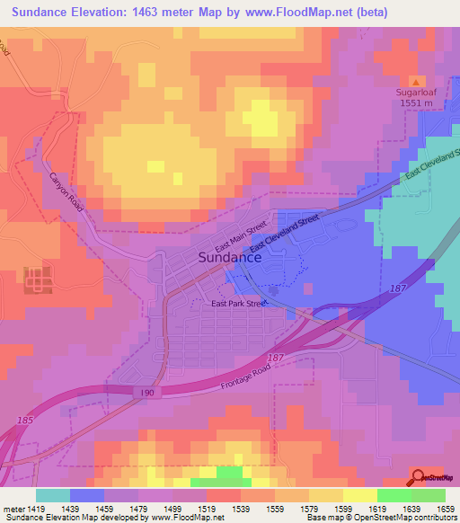 Sundance,US Elevation Map