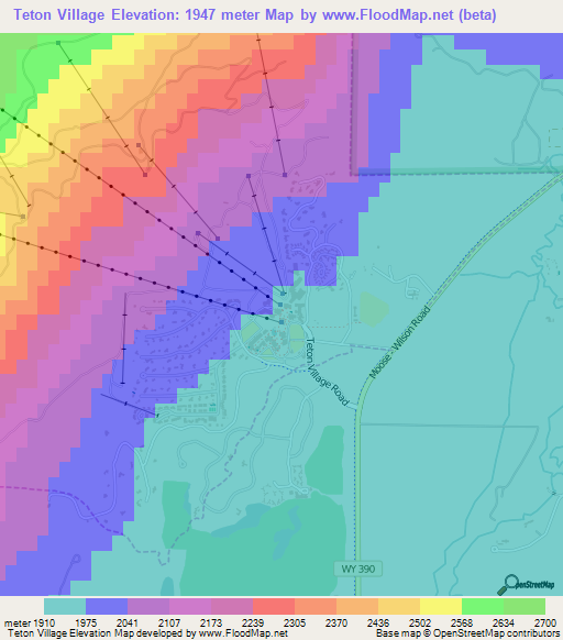 Teton Village,US Elevation Map