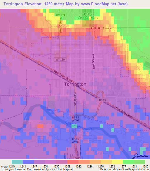 Torrington,US Elevation Map